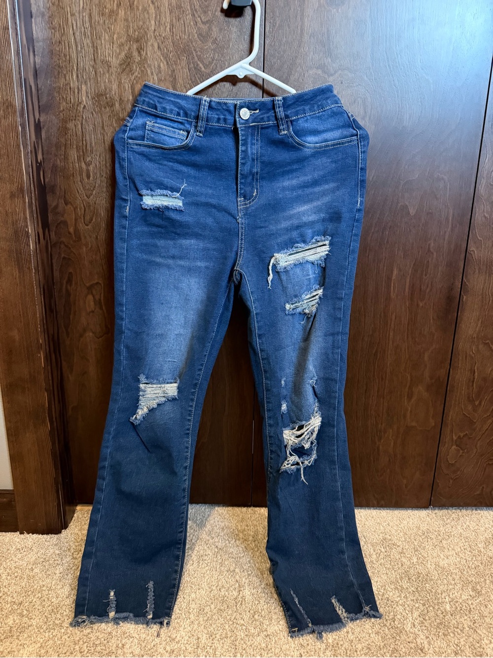 Women's Dark Blue Distressed Jeans